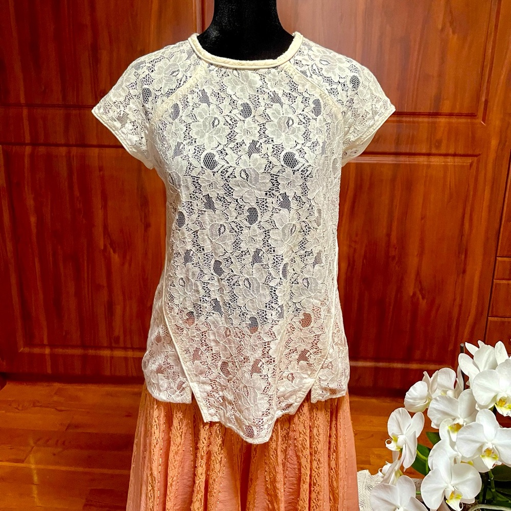 Vintage Zara basics boho lace top